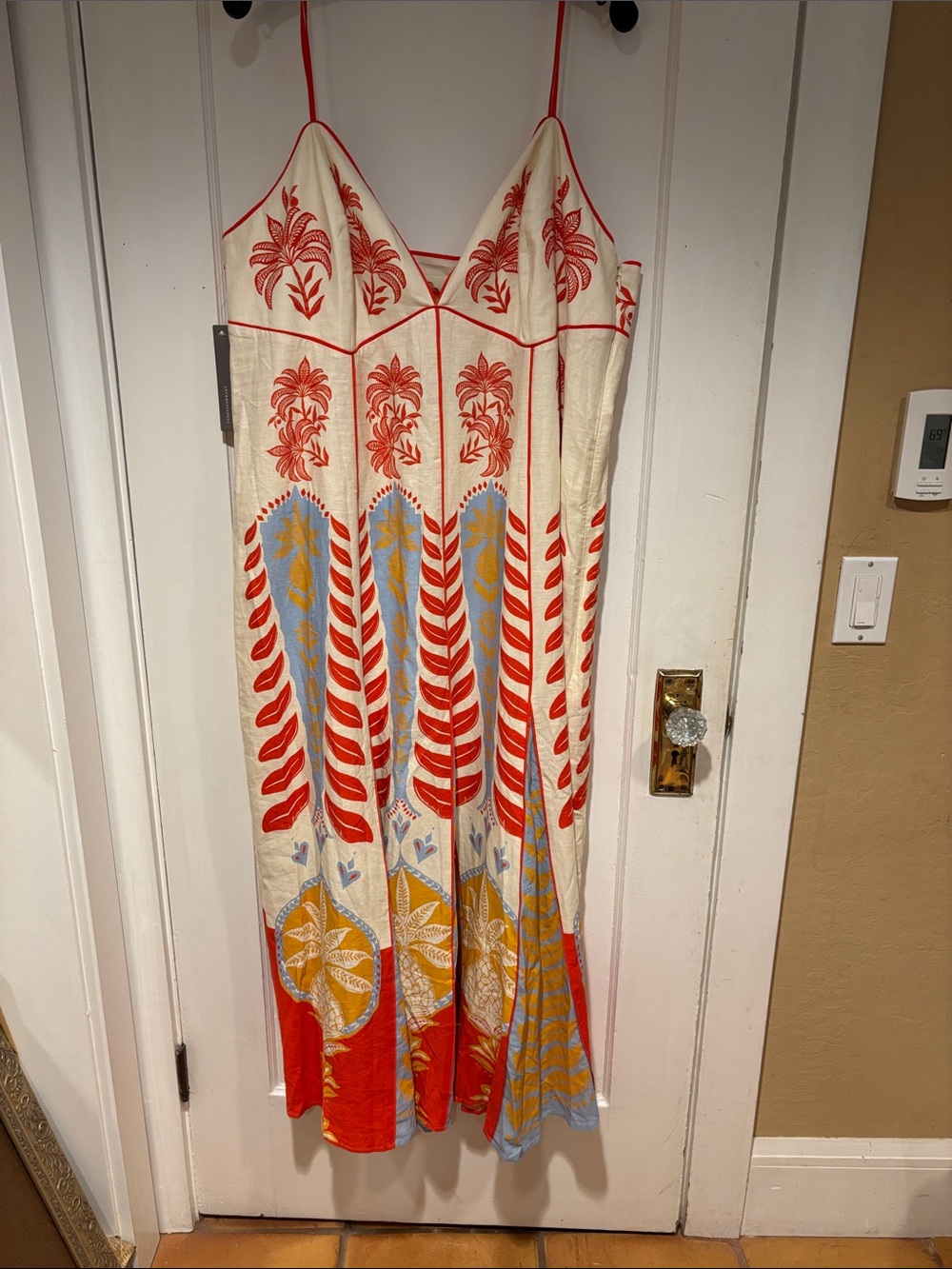 Farm Rio Cream Red Floral Rayon Slip Dress 100% Viscose size 2X